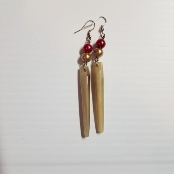 BUNDLE: Ivory Bone Reversible Vintage Dangle Drop Earrings (Multiple Styles) - Picture 2 of 7